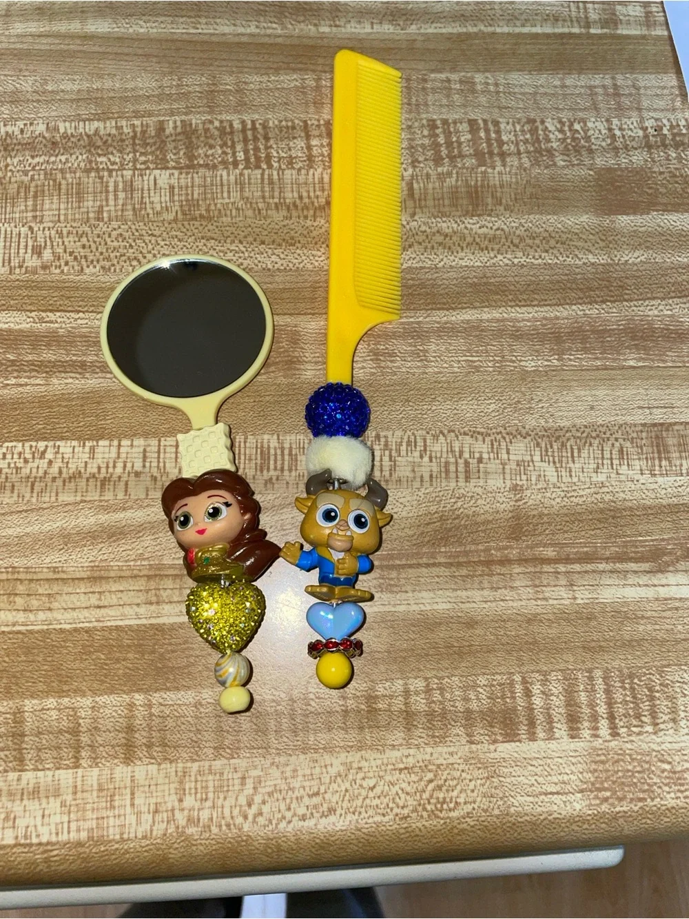 Beauty and Beast Children's Yellow Mirror and Comb Set.